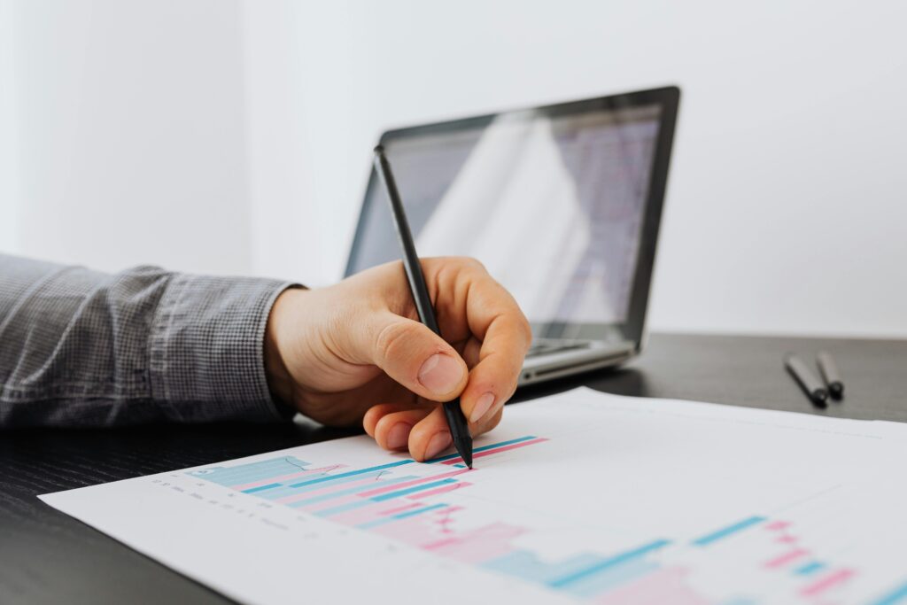 A person marking a career development plan