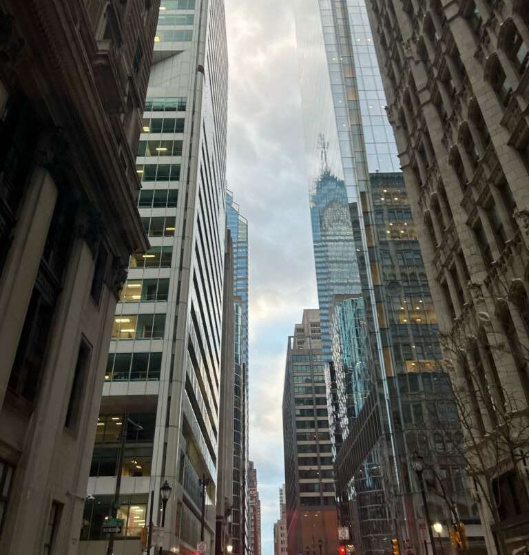 City business district and office buildings